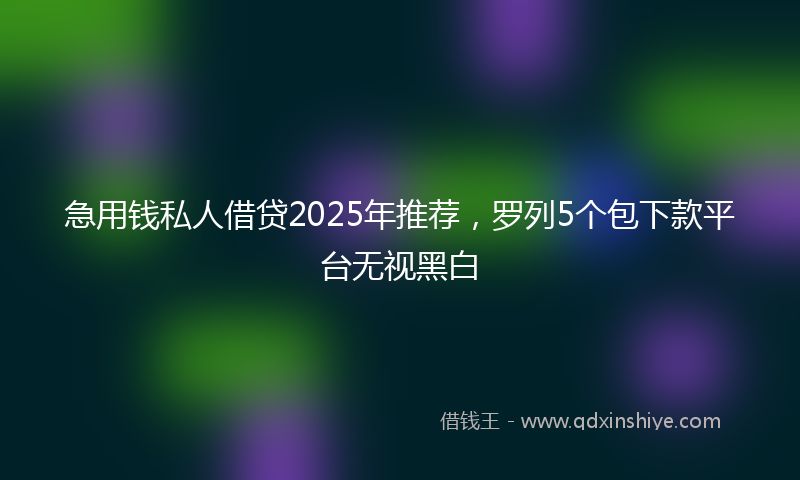 急用钱私人借贷2025年推荐，罗列5个包下款平台无视黑白