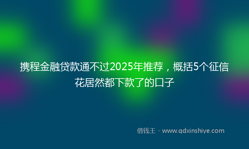携程金融贷款通不过2025年推荐，概括5个征信花居然都下款了的口子