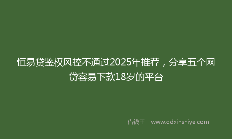 恒易贷鉴权风控不通过2025年推荐，分享五个网贷容易下款18岁的平台