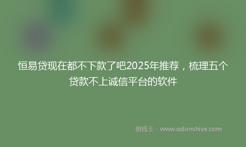 恒易贷现在都不下款了吧2025年推荐，梳理五个贷款不上诚信平台的软件
