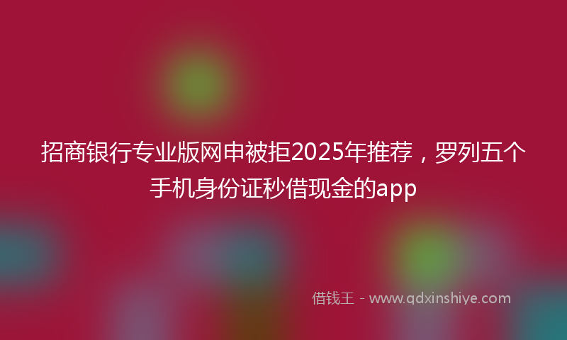 招商银行专业版网申被拒2025年推荐，罗列五个手机身份证秒借现金的app