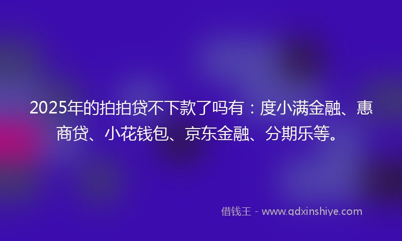 2025年的拍拍贷不下款了吗有：度小满金融、惠商贷、小花钱包、京东金融、分期乐等。