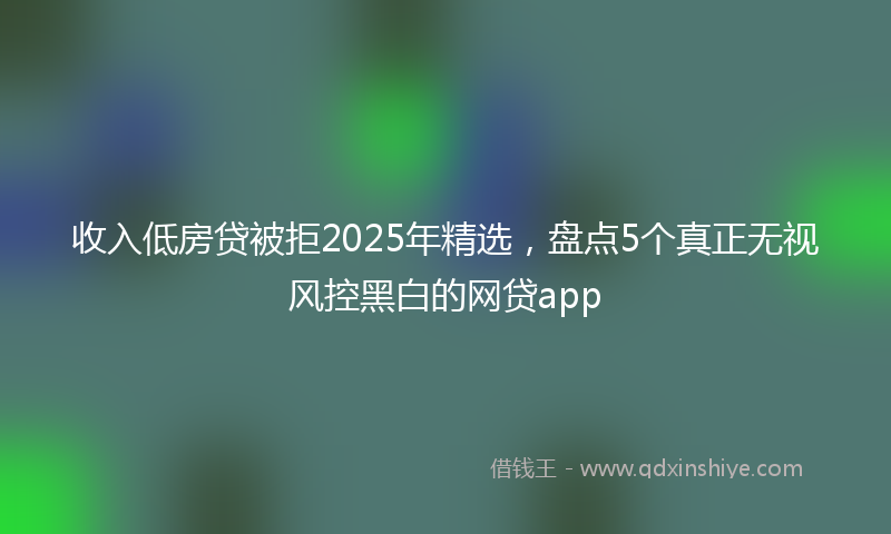 收入低房贷被拒2025年精选，盘点5个真正无视风控黑白的网贷app