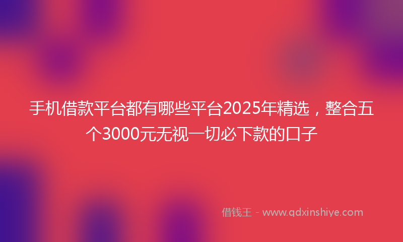 手机借款平台都有哪些平台2025年精选，整合五个3000元无视一切必下款的口子