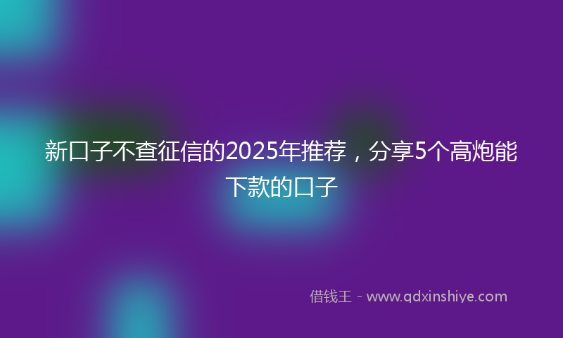 新口子不查征信的2025年推荐，分享5个高炮能下款的口子