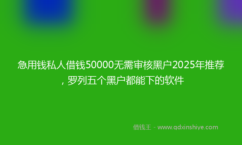 急用钱私人借钱50000无需审核黑户2025年推荐，罗列五个黑户都能下的软件
