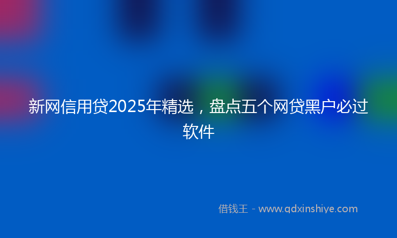 新网信用贷2025年精选，盘点五个网贷黑户必过软件