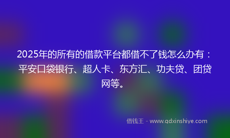 2025年的所有的借款平台都借不了钱怎么办有：平安口袋银行、超人卡、东方汇、功夫贷、团贷网等。