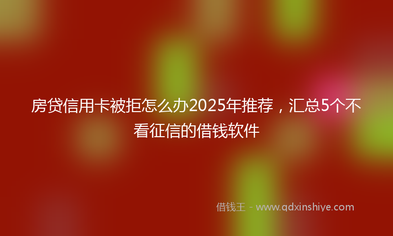 房贷信用卡被拒怎么办2025年推荐，汇总5个不看征信的借钱软件
