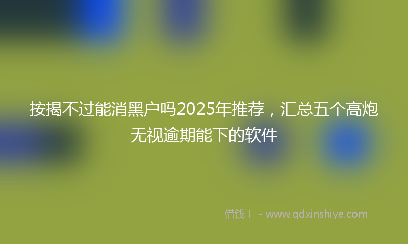 按揭不过能消黑户吗2025年推荐，汇总五个高炮无视逾期能下的软件
