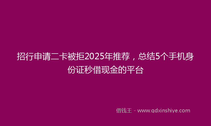招行申请二卡被拒2025年推荐，总结5个手机身份证秒借现金的平台