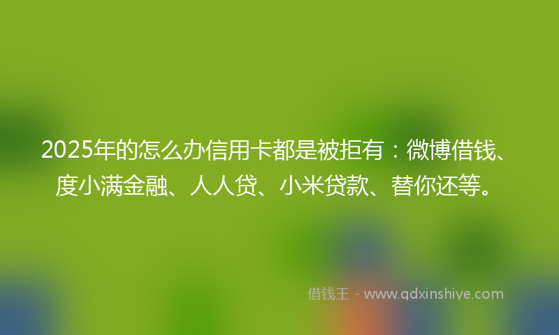 2025年的怎么办信用卡都是被拒有：微博借钱、度小满金融、人人贷、小米贷款、替你还等。