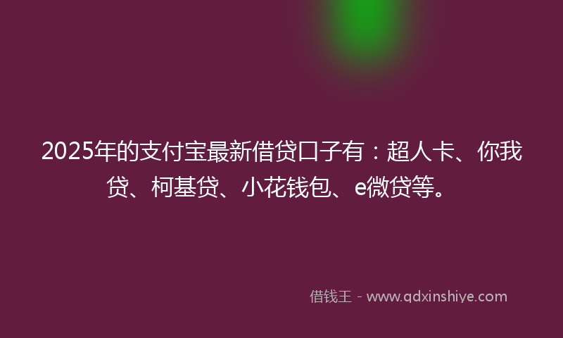 2025年的支付宝最新借贷口子有：超人卡、你我贷、柯基贷、小花钱包、e微贷等。