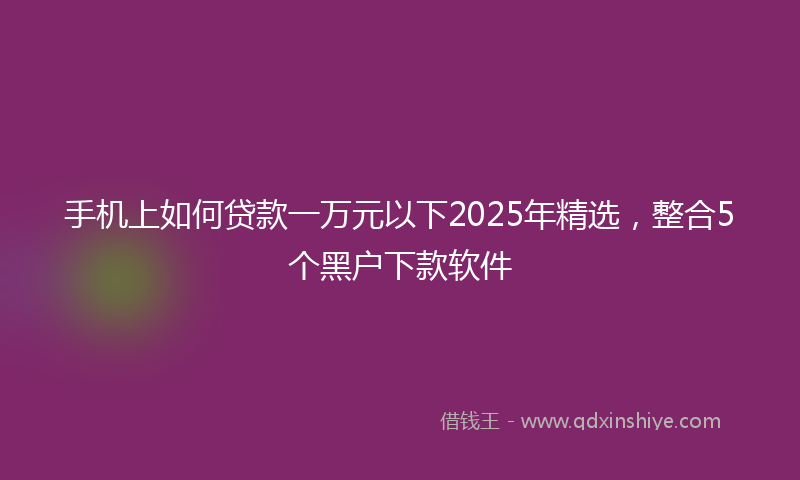 手机上如何贷款一万元以下2025年精选，整合5个黑户下款软件