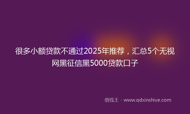 很多小额贷款不通过2025年推荐，汇总5个无视网黑征信黑5000贷款口子
