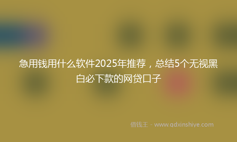 急用钱用什么软件2025年推荐，总结5个无视黑白必下款的网贷口子