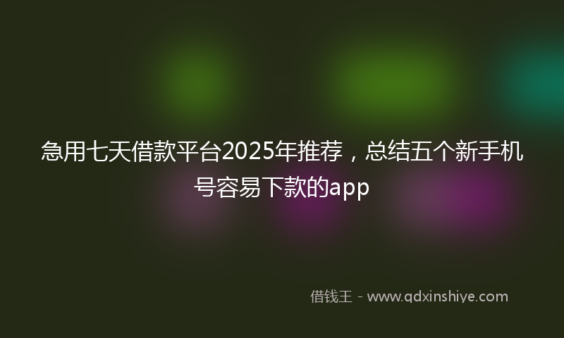 急用七天借款平台2025年推荐，总结五个新手机号容易下款的app