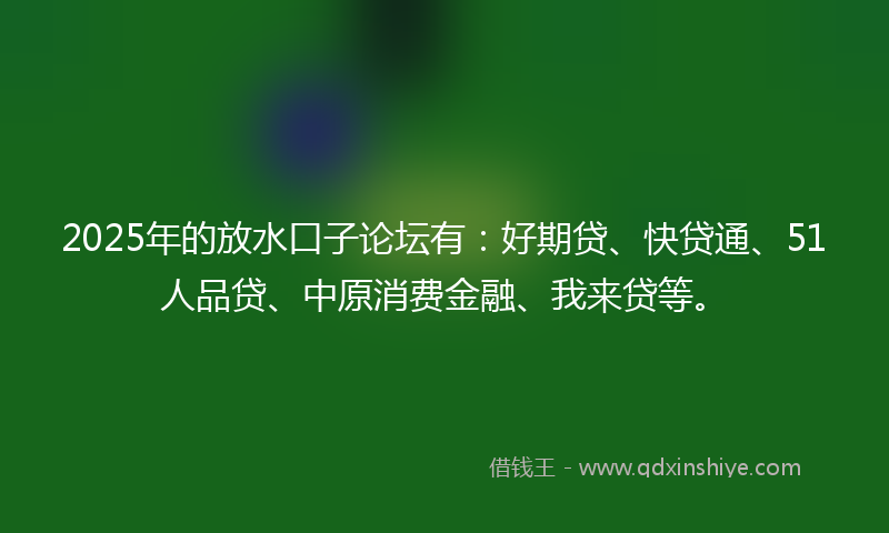 2025年的放水口子论坛有：好期贷、快贷通、51人品贷、中原消费金融、我来贷等。
