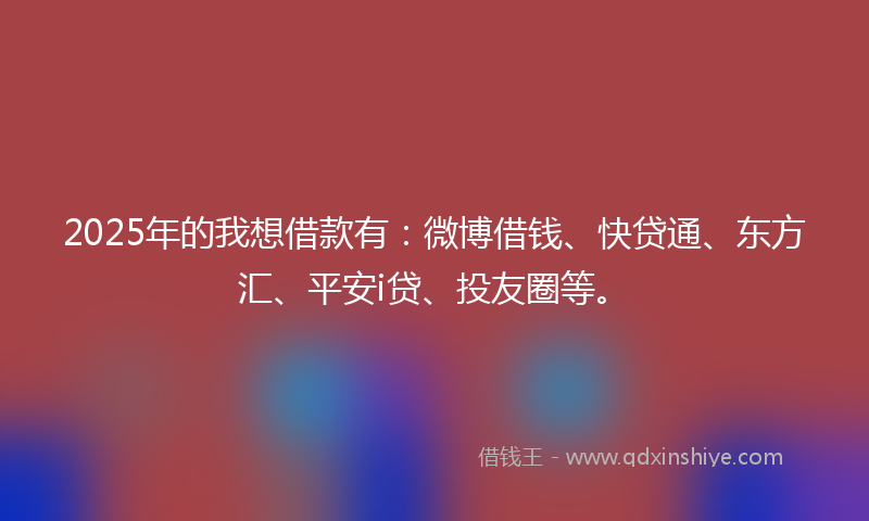 2025年的我想借款有：微博借钱、快贷通、东方汇、平安i贷、投友圈等。