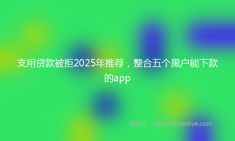 支用贷款被拒2025年推荐，整合五个黑户能下款的app