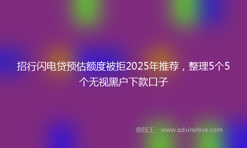 招行闪电贷预估额度被拒2025年推荐，整理5个5个无视黑户下款口子
