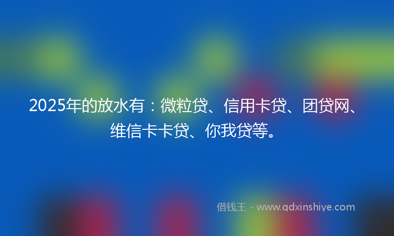 2025年的放水有：微粒贷、信用卡贷、团贷网、维信卡卡贷、你我贷等。