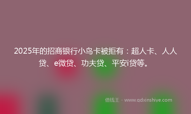 2025年的招商银行小鸟卡被拒有：超人卡、人人贷、e微贷、功夫贷、平安i贷等。