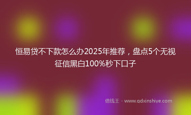 恒易贷不下款怎么办2025年推荐，盘点5个无视征信黑白100%秒下口子