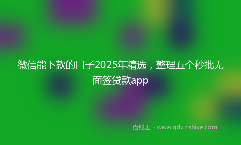 微信能下款的口子2025年精选，整理五个秒批无面签贷款app