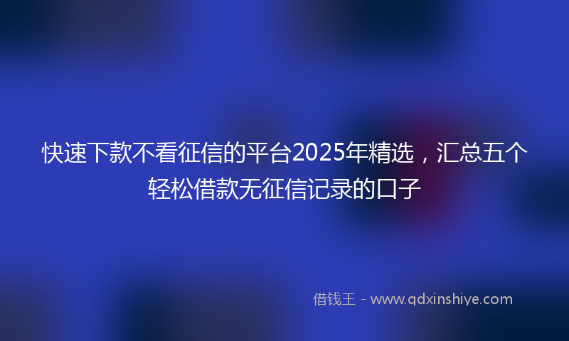 快速下款不看征信的平台2025年精选，汇总五个轻松借款无征信记录的口子