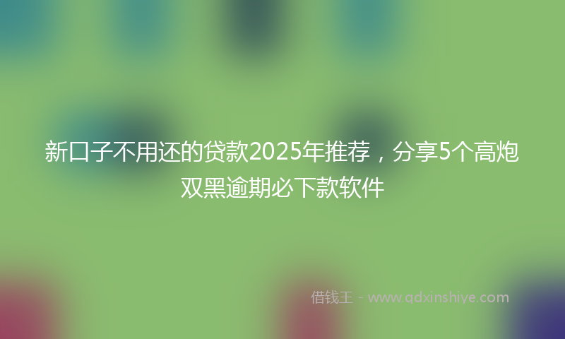 新口子不用还的贷款2025年推荐，分享5个高炮双黑逾期必下款软件