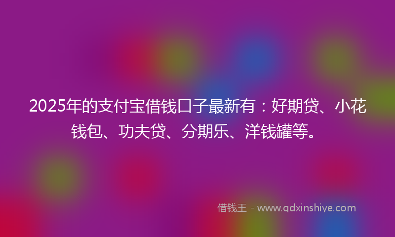 2025年的支付宝借钱口子最新有：好期贷、小花钱包、功夫贷、分期乐、洋钱罐等。