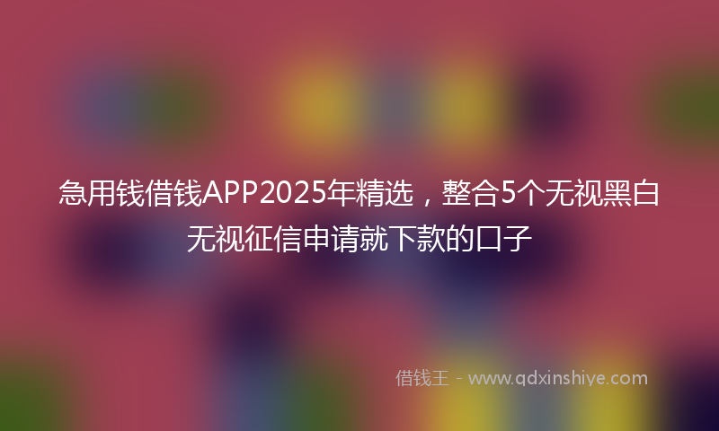 急用钱借钱APP2025年精选，整合5个无视黑白无视征信申请就下款的口子