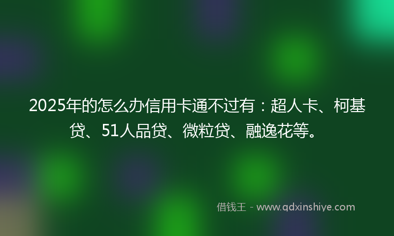 2025年的怎么办信用卡通不过有：超人卡、柯基贷、51人品贷、微粒贷、融逸花等。