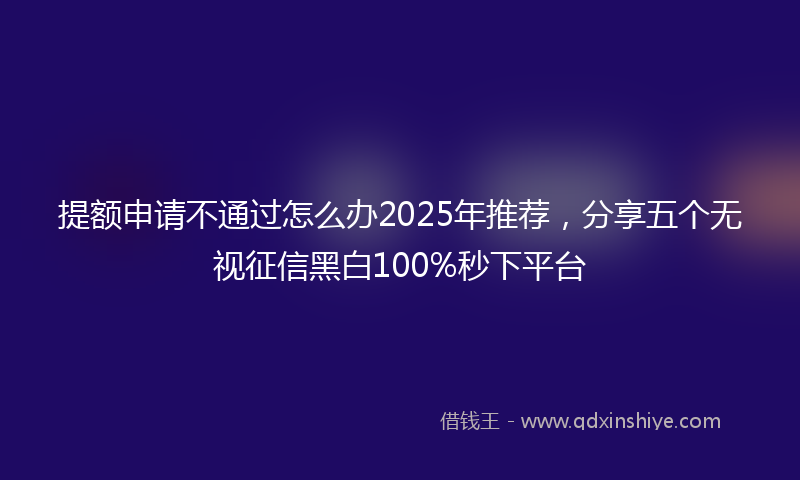 提额申请不通过怎么办2025年推荐，分享五个无视征信黑白100%秒下平台