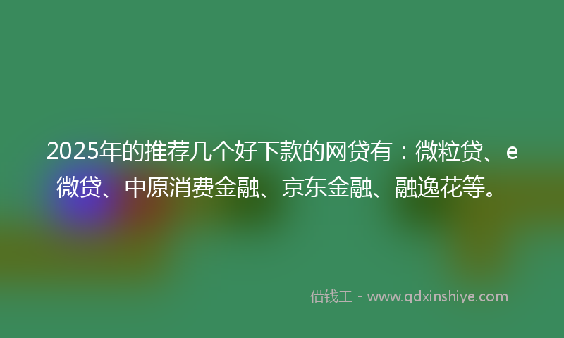 2025年的推荐几个好下款的网贷有：微粒贷、e微贷、中原消费金融、京东金融、融逸花等。