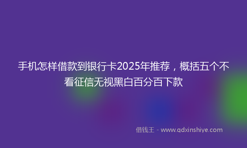 手机怎样借款到银行卡2025年推荐，概括五个不看征信无视黑白百分百下款