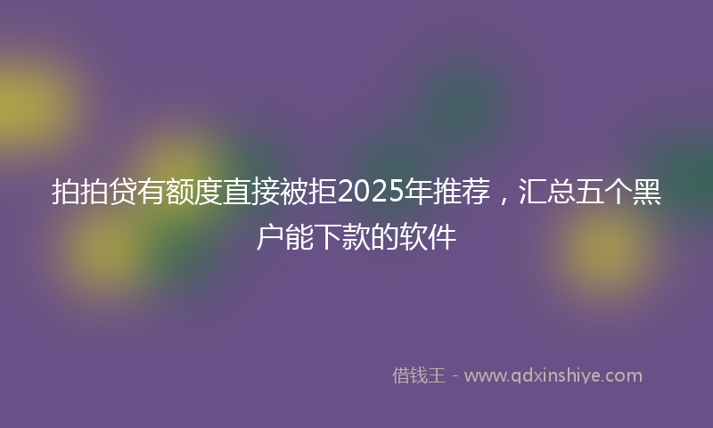 拍拍贷有额度直接被拒2025年推荐，汇总五个黑户能下款的软件