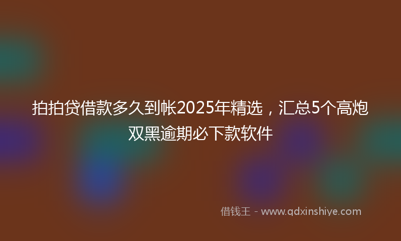 拍拍贷借款多久到帐2025年精选，汇总5个高炮双黑逾期必下款软件