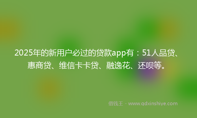 2025年的新用户必过的贷款app有：51人品贷、惠商贷、维信卡卡贷、融逸花、还呗等。