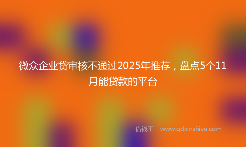 微众企业贷审核不通过2025年推荐，盘点5个11月能贷款的平台
