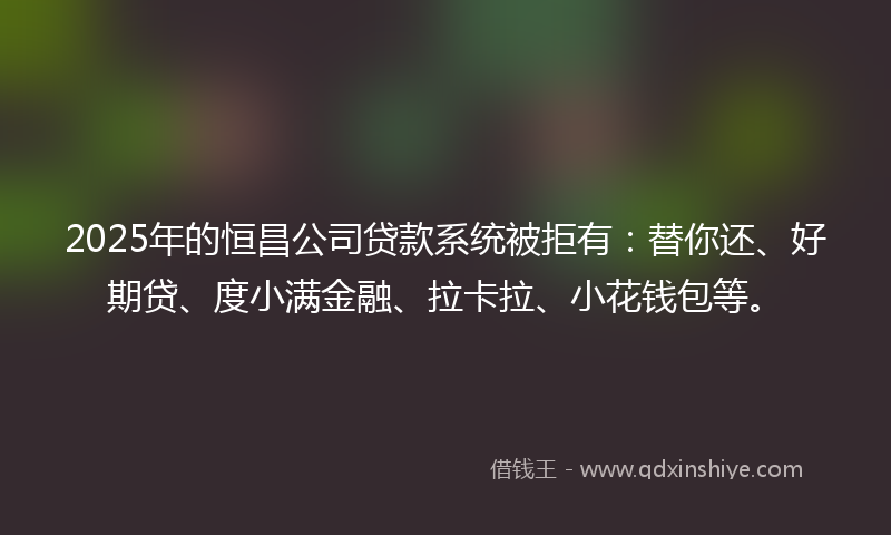 2025年的恒昌公司贷款系统被拒有：替你还、好期贷、度小满金融、拉卡拉、小花钱包等。