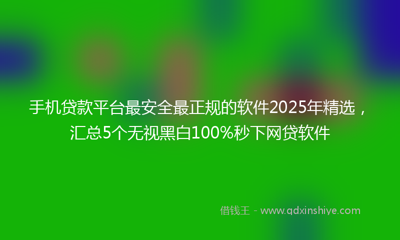 手机贷款平台最安全最正规的软件2025年精选，汇总5个无视黑白100%秒下网贷软件