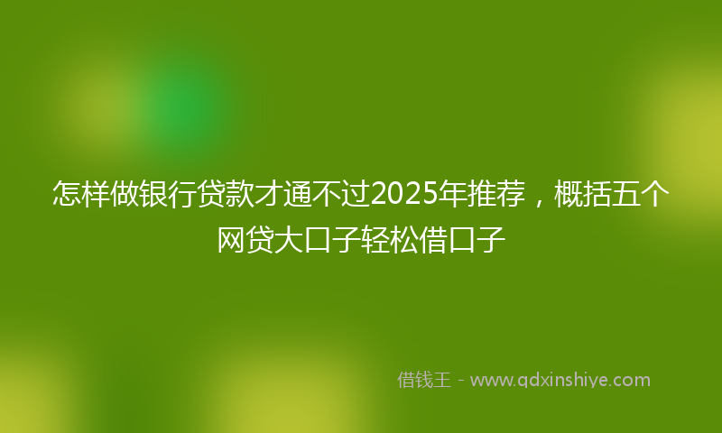 怎样做银行贷款才通不过2025年推荐，概括五个网贷大口子轻松借口子