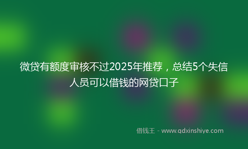 微贷有额度审核不过2025年推荐，总结5个失信人员可以借钱的网贷口子