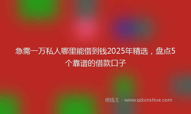 急需一万私人哪里能借到钱2025年精选，盘点5个靠谱的借款口子