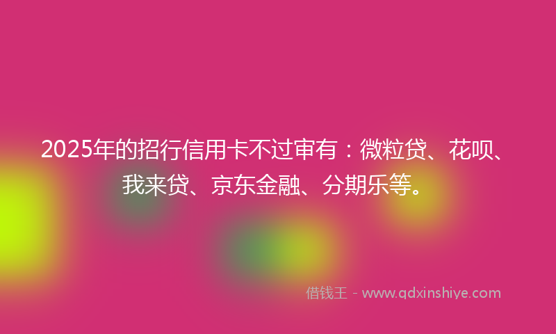 2025年的招行信用卡不过审有：微粒贷、花呗、我来贷、京东金融、分期乐等。