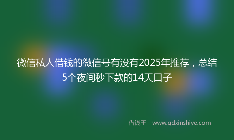 微信私人借钱的微信号有没有2025年推荐，总结5个夜间秒下款的14天口子