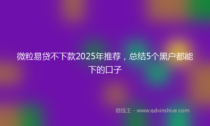 微粒易贷不下款2025年推荐，总结5个黑户都能下的口子