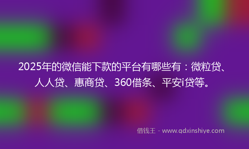 2025年的微信能下款的平台有哪些有：微粒贷、人人贷、惠商贷、360借条、平安i贷等。